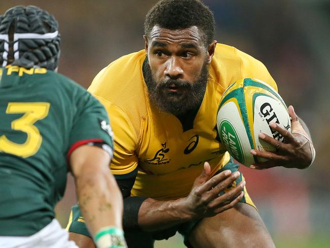 BRISBANE, AUSTRALIA - SEPTEMBER 08: Marika Koroibete of the Wallabies looks to run during The Rugby Championship match between the Australian Wallabies and the South Africa Springboks at Suncorp Stadium on September 8, 2018 in Brisbane, Australia. (Photo by Jono Searle/Getty Images)