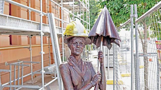 HARDHAT MARY: Renewal works have commenced on Maryborough's iconic Mary Poppins building - the birthplace of author PL Travers. Picture: Joshuah Bucke