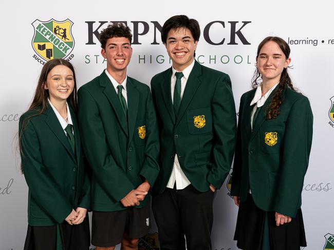 Kepnock State High School 2024 School Captains Natalie Ephraims, Tehya Hunt, Riley O’Neill &amp; Ryan Hack. Image credit: Paul Beutel.