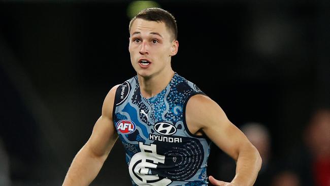 Corey Durdin, one of the Blues small forwards who fight to the death for the footy Picture: Getty Images