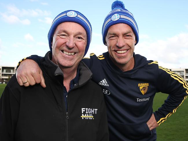 Fight MND campaigner Neale Daniher and Hawthorn coach Alistair Clarkson will take part in the Big Freeze 4 event at the MCG on June 11. Picture: Michael Klein