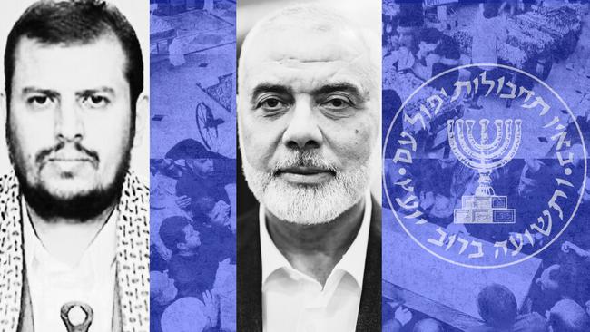 Left: Houthi leader Abdul-Malik al-Houthi; right: slain Hamas leader Ismail Haniyeh.