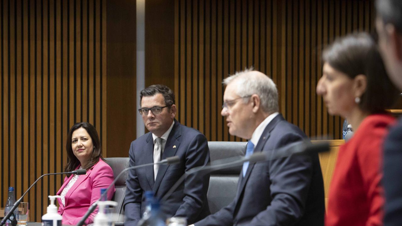 Prime Minister Scott Morrison with state and territory premiers for national cabinet. Picture: NCA NewsWire/Gary Ramage