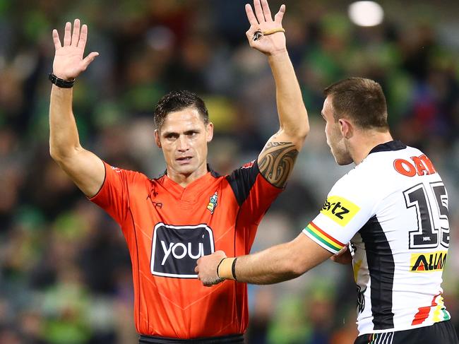 Referees will now be able to sin bin players for foul play. Picture: Getty Images