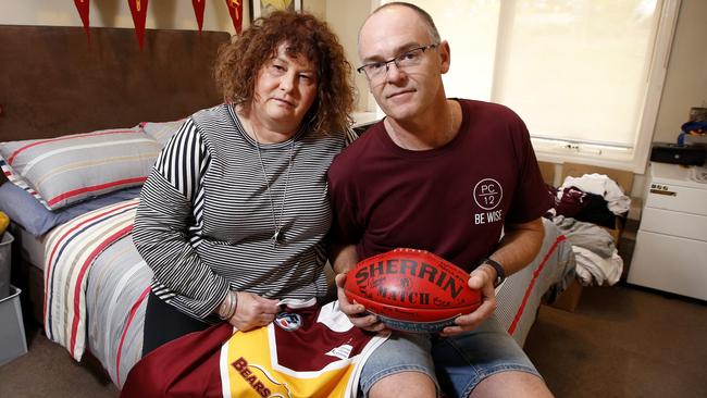 Parents Robyn and Matt Cronin in Patrick’s bedroom. Picture: David Caird