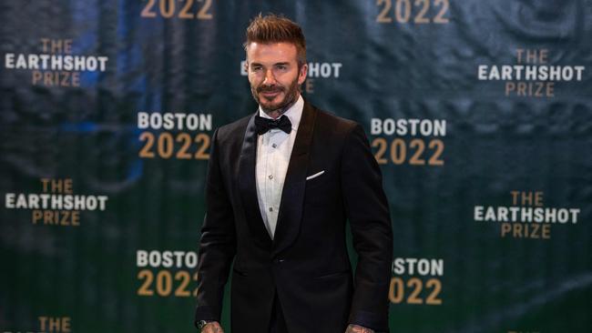 Former England player David Beckham walks the green carpet at the Earthshot Prize awards. Picture: AFP