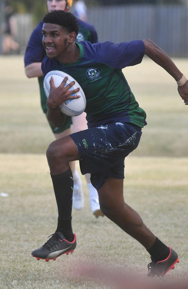 Cowboys Cup Schoolboys Football at Kern Brothers Drive. Townsville High against Pimlico High. Picture: Evan Morgan