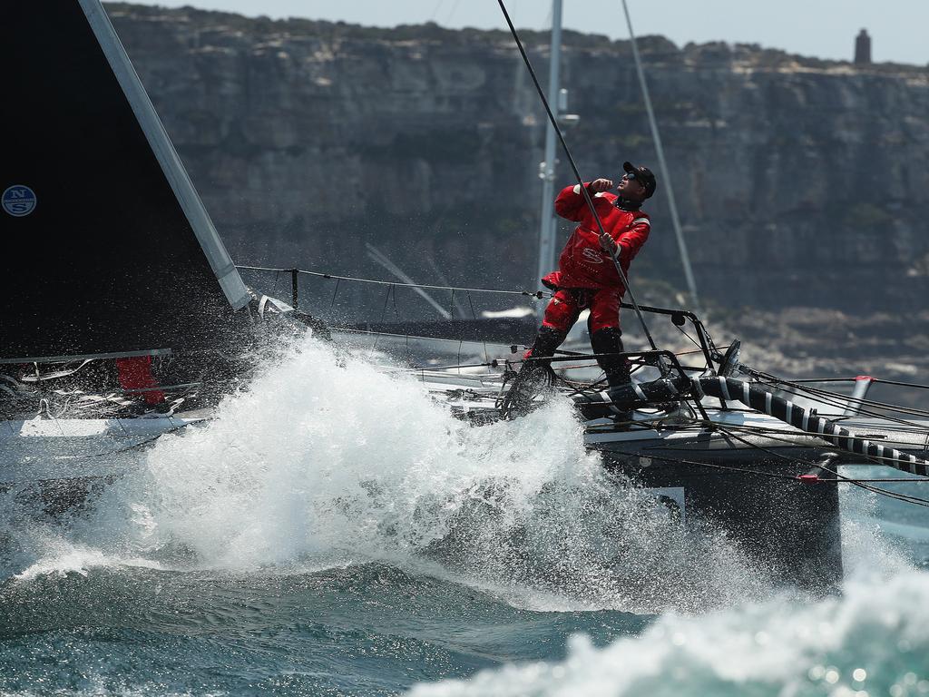 Bowman aboard SHK Scallywag 100 during the start of the 2019 Sydney Hobart Yacht Race in Sydney. Picture: Brett Costello