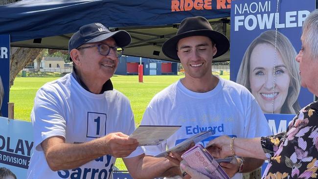 Eddy Sarroff and son Edward at the pre-poll in the 2024 local government election.