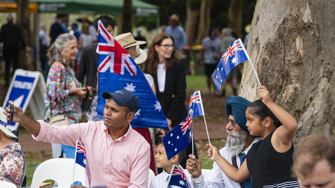 At Toowoomba Australia Day celebrations at Picnic Point are (from left) Vinod Vasanad, Prateek Vasanad, Major Singh and Kritika Vasanad, Sunday, January 26, 2025. Picture: Kevin Farmer