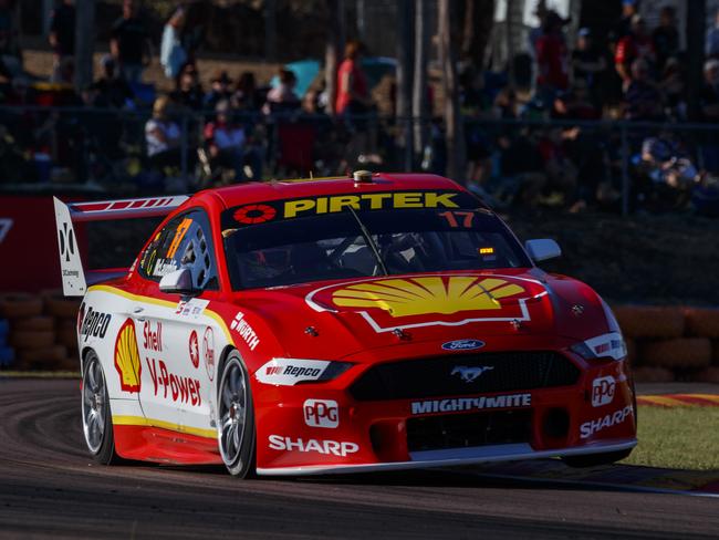 New Zealand driver Scott McLaughlin throws his Ford Mustang around the Darwin track.