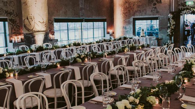 Brisbane Powerhouse: Cat and Jake’s wedding reception Pic: Luke Going Photography