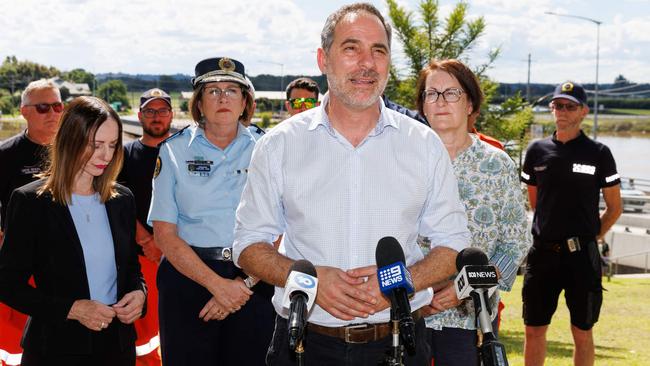 Emergency Services Minister Jihad Dib speaks to media at Windsor today about the recent flooding event in Sydney. Picture: NCA NewsWire / David Swift