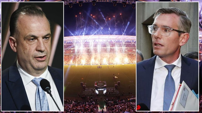 ARLC Chairman Peter V’landys and NSW Premier Dominic Perrottet are at odds over a pledge to upgrade suburban stadiums.