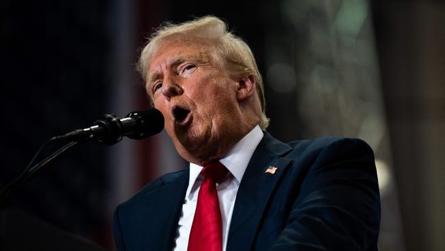 ST CLOUD, MINNESOTA - JULY 27: U.S. Republican Presidential nominee former President Donald Trump speaks during a rally at Herb Brooks National Hockey Center on July 27, 2024 in St Cloud, Minnesota. Trump hopes to flip the state of Minnesota this November, which hasn't been carried by a Republican in a presidential election since 1972. Stephen Maturen/Getty Images/AFP (Photo by Stephen Maturen / GETTY IMAGES NORTH AMERICA / Getty Images via AFP)