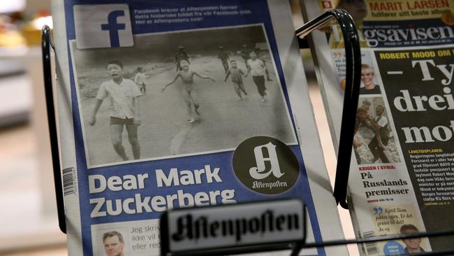 The Pulitzer Prize-winning napalm girl image by Nick Ut was at the centre of a heated debate about freedom of speech in Norway after Facebook deleted it from a Norwegian author's page. Picture: Cornelius Poppe, NTB scanpix via AP