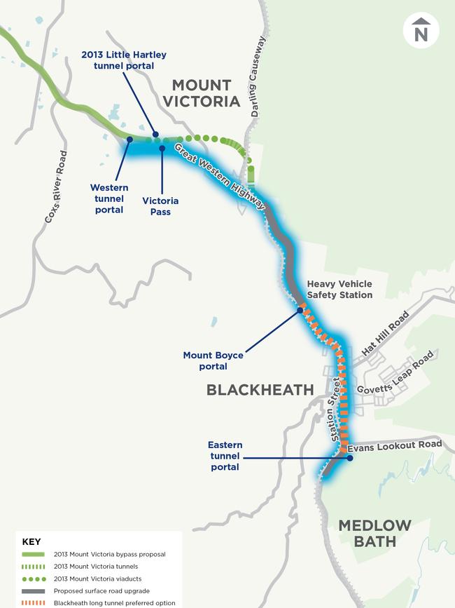 The map for a tunnel now under investigation to link Blackheath to Little Hartley