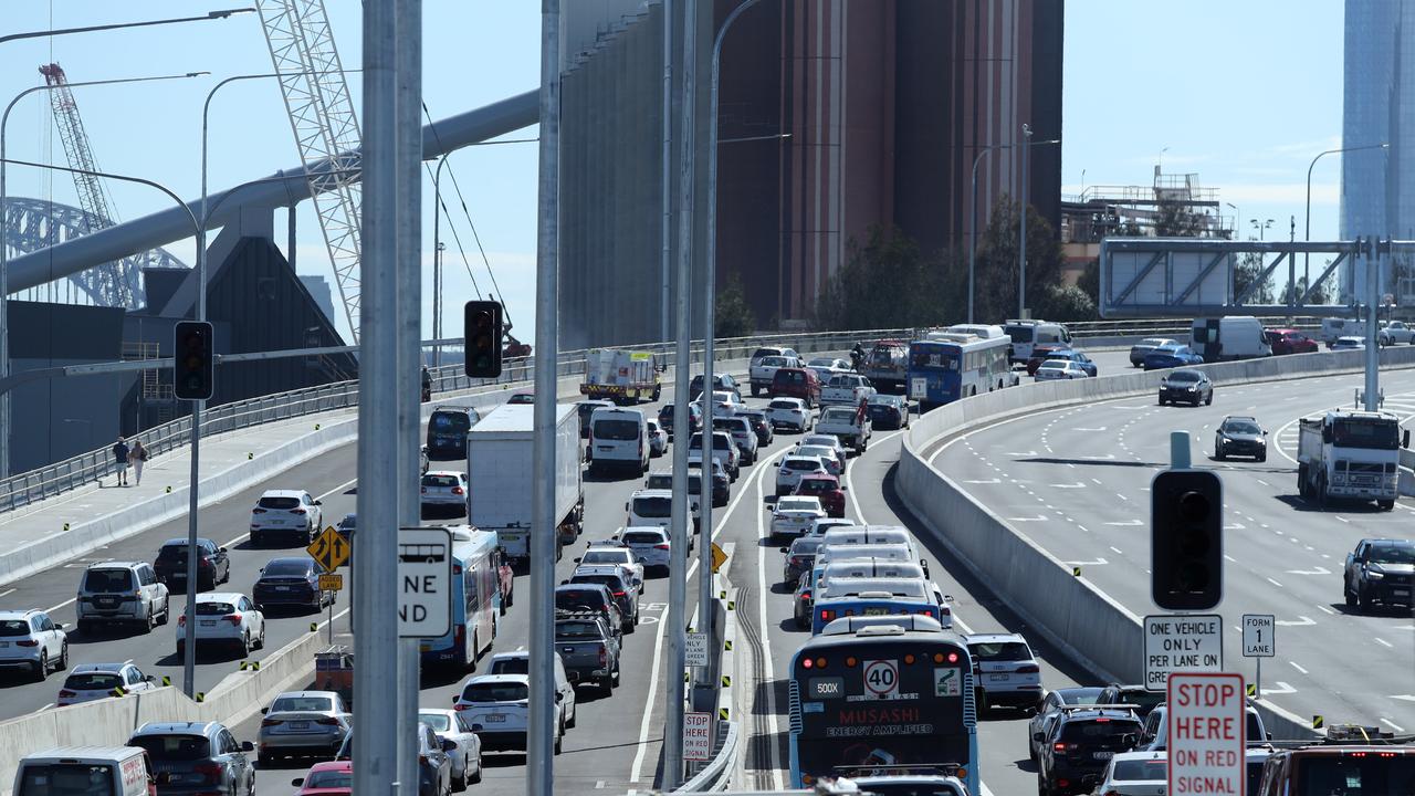 Traffic has been in chaos with commuters adapting to road changes since the opening of the Rozelle Interchange. Picture: Richard Dobson