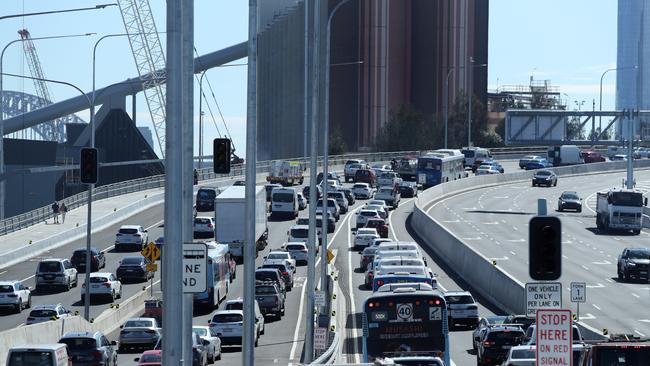 Traffic has been in chaos with commuters adapting to road changes since the opening of the Rozelle Interchange. Picture: Richard Dobson