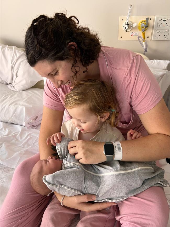 Katie Gawthorpe had both of her daughters at the Hobart Private, with baby Opal Johanna born in February this year and baby Ida Audrey in January 2023. Picture: Katie Gawthorpe.