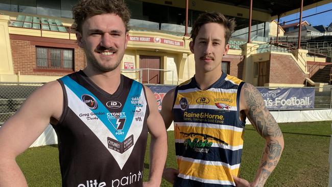 Joel Poke and Jeremiah Perkins are set for the big SFL clash. Picture James Bresnehan