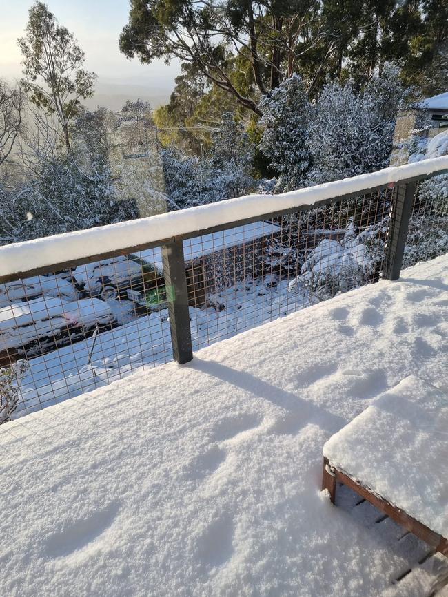 Tasmania snow September 25, 2021: This is at Fern Tree. Photo: Lianne Collier