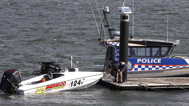 A boat is impounded boat by police.