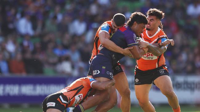 Utoikamanu had a strong game against his former team earlier this month. Picture: Mike Owen/Getty Images