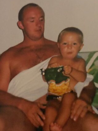 A young Sam Burgess with his father Mark