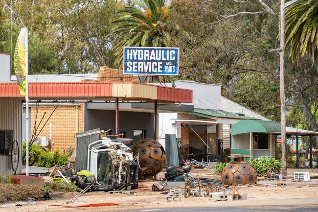 Huge storms late Sunday caused a massive flash flood in the middle of the night in Eugowra, with houses washed off their foundations, and cars and other items strewn though the town. Picture: Chris Watson/Farmpix Photography