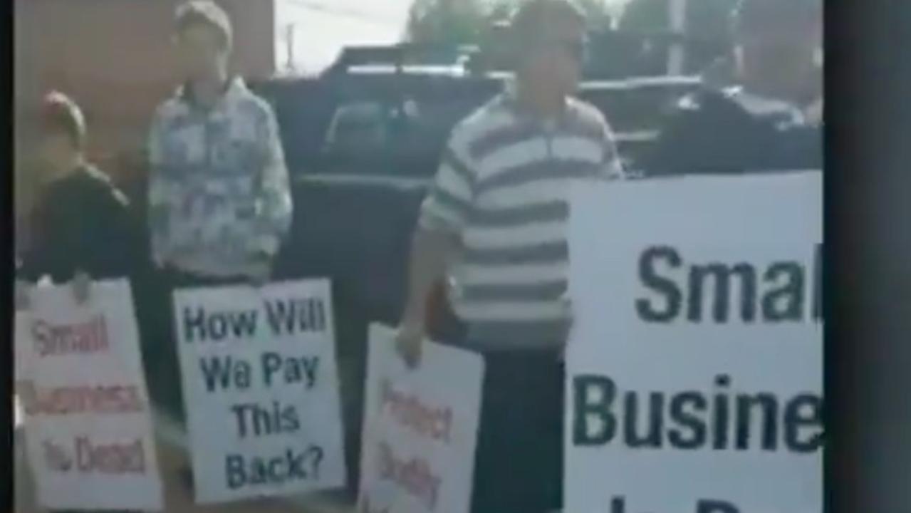 The ‘anti-lockdown’ protest is the first of its kind in Australia. Picture: 7 News