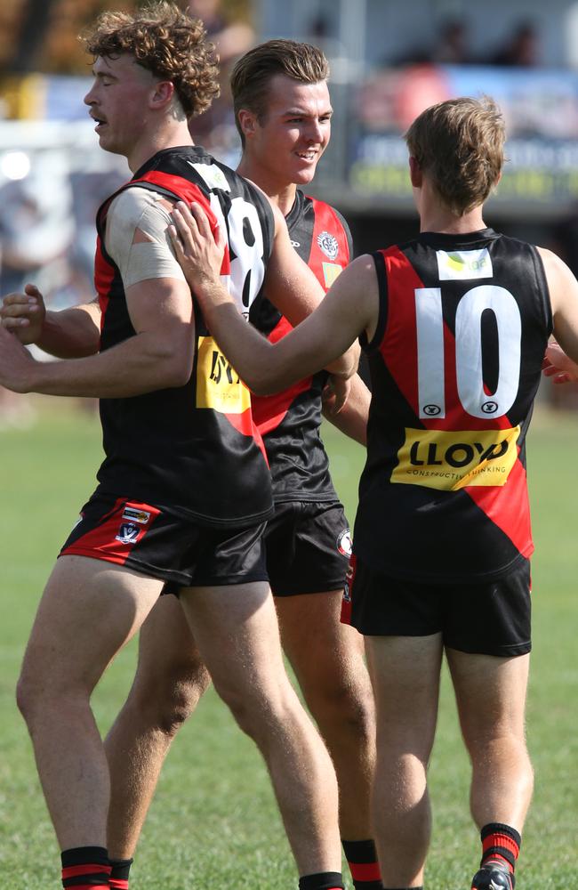 Lachlan Bond celebrates a goal for the Eagles. Picture: Mark Wilson