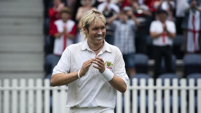 Alex Williams in character as Shane Warne in the Channel 9 mini series Warnie. Picture: Supplied/Channel 9