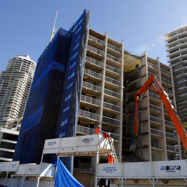The demolition of the Iluka building at Surfers Paradise continues