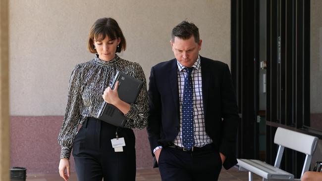 Office of the Director of Public Prosecutions barristers Hannah McNeale and Nathan Crane leave the Cairns Supreme Court with their heads down on Day 3 of the murder trial of Rajwinder Singh, accused of murdering Toyah Cordingley on Wangetti Beach on October 21, 2018. Picture: Brendan Radke