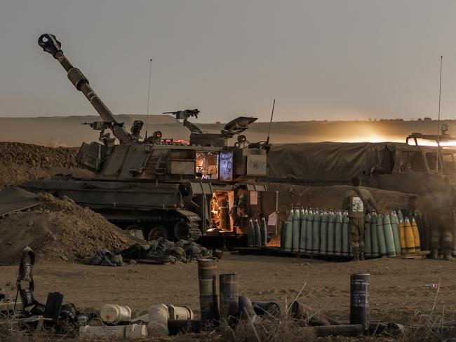 Mobile artillery prepares to fire towards the Gaza strip in Netivot, Israel. Picture: Getty Images