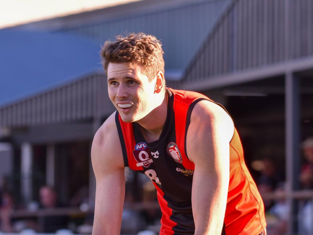 Redland Victoria Point Sharks forward Matt Hammelmann lines up during a match in the QAFL. Picture: Supplied