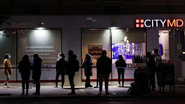 New Yorkers queue outside a Covid test clinic in New York City on November 16. Picture: Getty Images/AFP