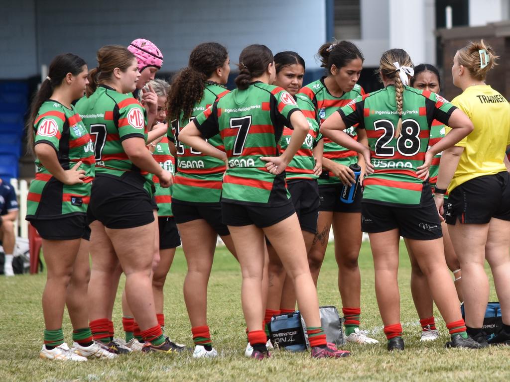 Rabbitohs team gathers. Picture: Sean Teuma. Tarsha Gale Cup