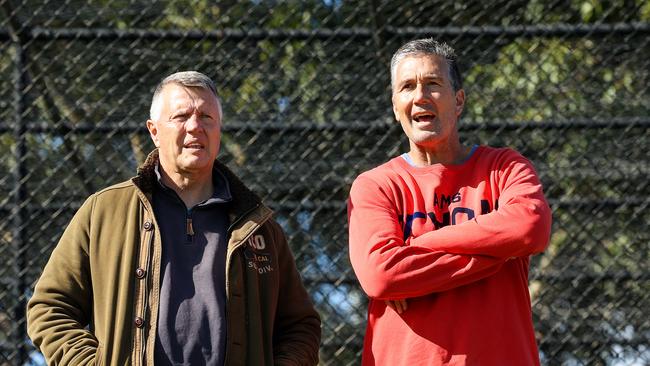 Graeme Allan and Stephen Silvagni from St Kilda. Picture: Ian Currie