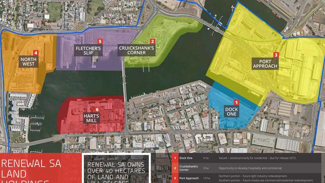 The six parcels of waterfront land in the Port’s inner harbour.