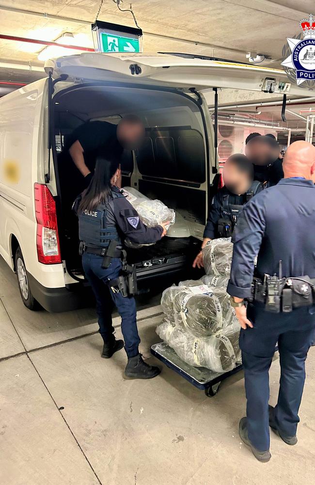 The drugs being removed from a loading van. Photo: Australian Federal Police