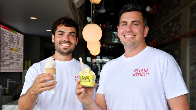 Business owners’ Alec Carney and Paul Carney with their new Gelato Gemelli in Mermaid Beach. Thursday January 2, 2025. Picture, John Gass