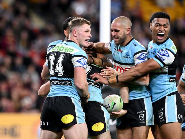 The Sharks claimed a big scalp in Brisbane. Photo: Bradley Kanaris/Getty Images