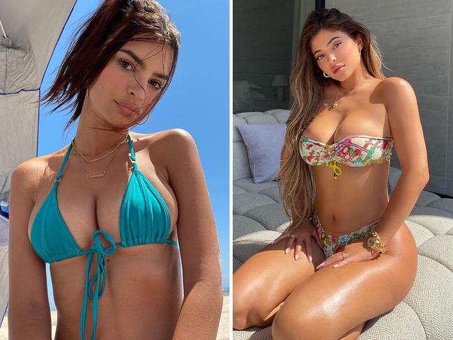 Bella, Emily and Kylie Jenner in bikinis. Picture: Instagram