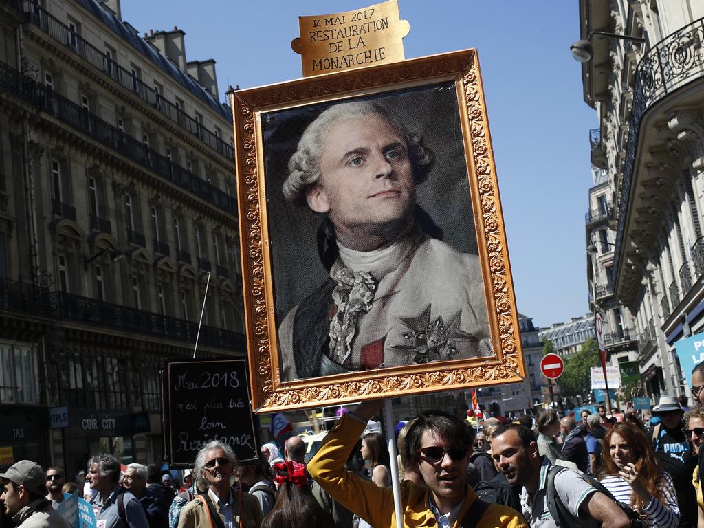 Protesters have sought to portray French President Emmanuel Macron as an aristocrat out of touch with the concerns of most people. Picture: AP/Francois Mori