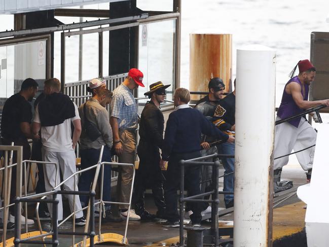 Manly Sea Eagles Mad Monday celebrations at the Freshwater Hotel followed by a harbour cruise leaving from the wharf at Taronga Zoo. Picture: David Swift.