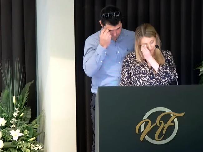 Funeral for Natalie Jane Frahm who was shot and killed by Ryan Cole in Mackay, family and friends attended the funeral - screen grabs from the service