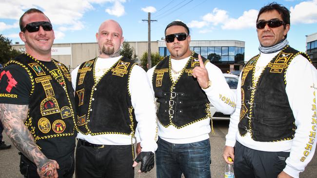 Comanchero members Mark Buddle, Mick Murray, Daux Ngukuru and Jay Malkoun.