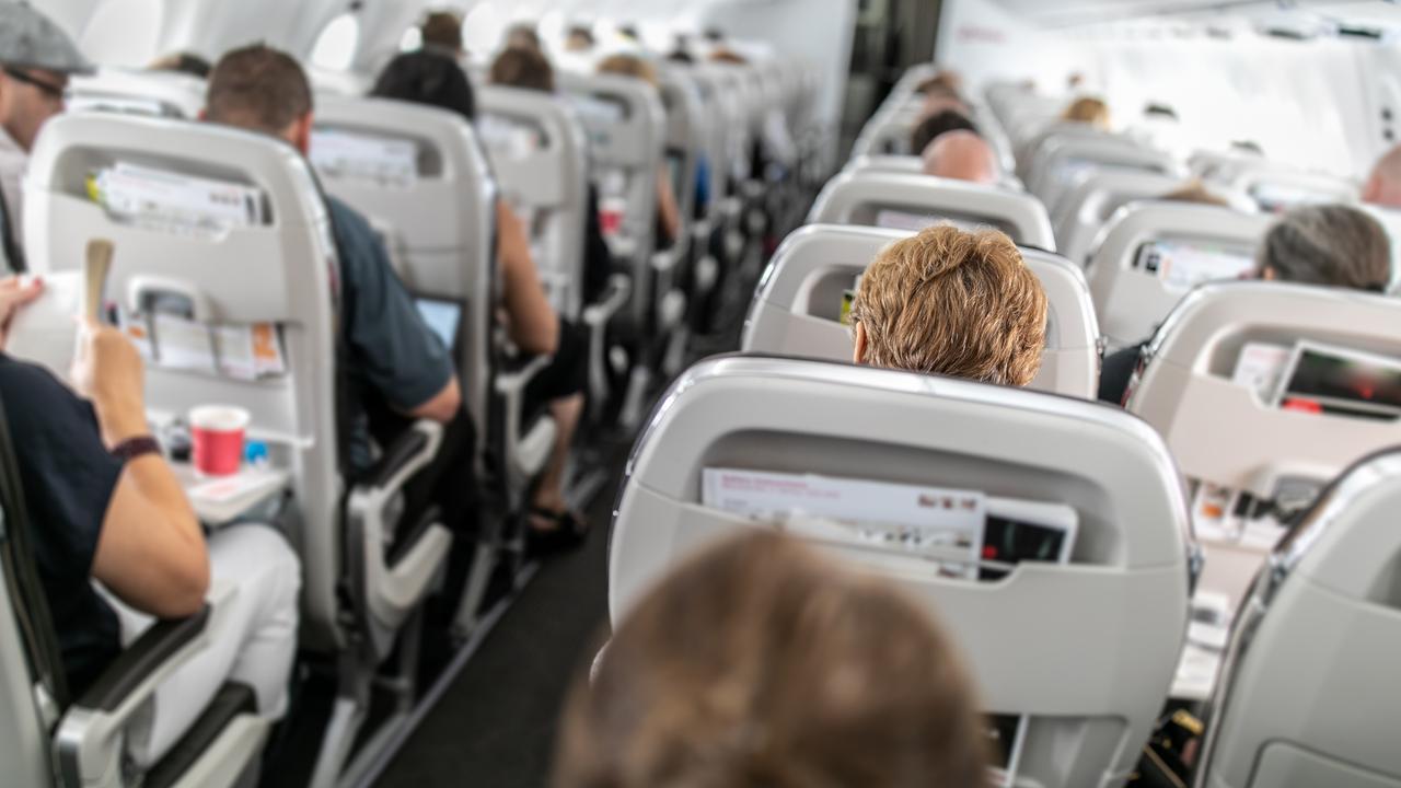 The passenger on board was photographed putting their feet on a headrest.